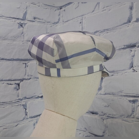 Burberry Womens Newsboy Hat Cap Purple Nova Check England Vintage Y2K 90s Small main image 14